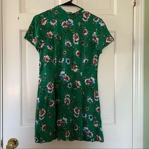 F21 Green floral sun dress